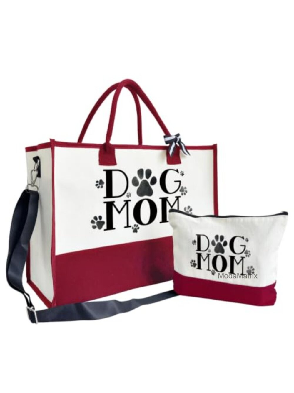 Canvas Tote Bag Set Dog Mom Shoulder Beach Travel Handbag